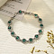 Alloy Link Bracelets for Women, Heart, with Rhinestone, Denim Blue, 7-1/8 inch(18cm)