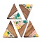 Resin and Walnut Pendants, Triangle, Mixed Color, 36.5x30.5x2.5mm, Hole: 2mm
