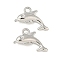Rack Plating Alloy Pendants, Dolphin Charms, Platinum, 9.5x17x3.5mm, Hole: 1.8mm