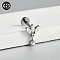 G23 Titanium Micro Pave Cubic Zirconia Cartilage Earrings, Internally Threaded Labrets Stud, Tragus Stud, Flat Back Earring, Leaf, Stainless Steel Color, 8mm, Pin: 1.2mm