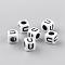 Opaque Acrylic Beads, Letter Style, Cube, Letter.U, 6x6x6mm, Hole: 3mm, about 3000pcs/500g
