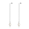 304 Stainless Steel Chains Tassel Earrings, Imitation Pearl Dangle Stud Earrings, Stainless Steel Color, 75mm