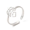 Non-Tarnish 304 Stainless Steel Cuff Rings, Monstera Leaf Open Finger Rings for Women Men, Stainless Steel Color, 2.5~14mm, Inner Diameter: US Size 7 1/4(17.6mm)