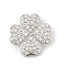 Brass Micro Pave Cubic Zirconia Slide Charms, Long-Lasting Plated, Clover, Platinum, 13x13x4mm, Hole: 1.5x2mm