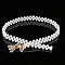 White Acrylic Imitiaotn Pearl Beaded Elastic Chain Belts with Alloy Buckles, Golden, Butterfly, 600~800x20~30mm
