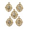 Natural Labradorite Pendants, Oval Charms, with PVD Vacuum Plating Real 18K Gold Plated 201 Stainless Steel Findings, 21x16x4.5mm, Hole: 1.8mm