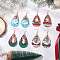 4 Pairs Christmas Theme PU Leather Teardrop Dangle Earrings, with 304 Stainless Steel Earring Hooks, Golden, Mixed Color, 81.5x37mm