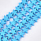 Spray Painted Non-magnetic Synthetic Hematite Beads Strands, Star, Deep Sky Blue, 9x9x2.5mm, Hole: 0.8mm, about 59~60pcs/strand, 15.5 inch