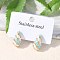 304 Stainless Steel Enamel Stud Earrings, with Rhinestone, Teardrop, Golden, Light Sky Blue, 18.5x9.5mm