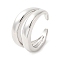 Brass Open Cuff Rings, Cadmium Free & Lead Free, Platinum, Inner Diameter: 18mm
