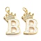 Brass Micro Pave Clear Cubic Zirconia Pendants, Cadmium Free & Lead Free, with Synthetic Opal, Real 18K Gold Plated, with Jump Ring, Letter B, 26.5~33x14~23.5x3.5~4.5mm, Hole: 4.5mm