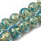 Gold Sand Lampwork Beads Strands, Drawbench Style, Round, Deep Sky Blue, 12mm, Hole: 0.8mm, about 30pcs/strand, 13.19''(33.5cm)