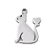 201 Stainless Steel Charms, Cat with Heart Charm, Laser Cut, Anti-Tarnish, Stainless Steel Color, 12x8x1mm, Hole: 1.2mm