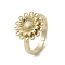Brass Adjustable Open Rings, Cadmium Free & Nickel Free & Lead Free, Flower, US Size 7(17.3mm)