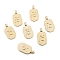 Brass Pendants, Long-Lasting Plated, Oval with Constellation, Real 18K Gold Plated, Capricorn, 24x12.5x2mm, Hole: 3.5x1.5mm