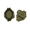Vintage Adjustable Iron Finger Ring Components Alloy Cabochon Bezel Settings, Lead Free & Cadmium Free & Nickel Free, Antique Bronze, 17x5mm, Oval Tray: 18x13mm