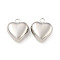 Non-Tarnish Valentine's Day 304 Stainless Steel Pendants, Heart Charm, Stainless Steel Color, 29x25x11mm, Hole: 4mm