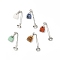 Natural Mixed Gemstone Big Pendants, Lock Charm, with Stainless Steel Color Plated 304 Stainless Steel Crown Findings, 75x1.5mm, Lock: 15x11.5x6.5mm, Crown: 12x11x2.5mm