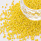 Frosted Glass Cylinder Beads, Seed Beads, Opaque Colours Rainbow, Round Hole, Yellow, 1.5~2x1~2mm, Hole: 0.8mm, about 8000pcs/bag, about 1pound/bag