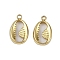 304 Stainless Steel Charms, Ion Plating(IP), Shell Shape Charms, Real 18K Gold Plated, 13.5x8.5x2.5mm, Hole: 1.4mm