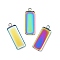 Ion Plating(IP) 304 Stainless Steel Pendant Cabochon Settings, Plain Edge Bezel Cups, Rectangle, Rainbow Color, Tray: 25x10mm, 30x11x2mm, Hole: 2mm