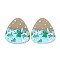 Christmas Theme 3D Printed Resin Pendants, DIY Earring Accessories, Teardrop with Pattern, Light Sky Blue, Snowman Pattern, 34.5x32x2.5mm, Hole: 1.6mm