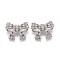 Brass Micro Pave Clear Cubic Zirconia Shank Buttons, Bowknot, Platinum, 15x20x6.5mm, Hole: 1.4mm