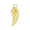 Brass Pendants, Golden, with Jump Ring, Wing, 29.5x11x3mm, Hole: 4.4mm
