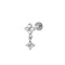 Titanium Alloy Cubic Zirconia 17 Gauge Flower Internally Threaded Labrets, Piercing Jewelry for Women Men, Stainless Steel Color, 8mm, Pin: 1.2mm