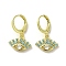 Eye Real 18K Gold Plated Brass Dangle Leverback Earrings, with Glass and Cubic Zirconia, Turquoise, 23x14.5mm
