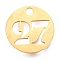 304 Stainless Steel Pendants, Cut-Out, Hollow, Flat Round with Number, Golden, Num.27, 19x1.5mm, Hole: 2.5mm