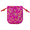 Chinese Style Flower Pattern Satin Jewelry Packing Pouches, Drawstring Gift Bags, Rectangle, Medium Violet Red, 10.5x10.5cm