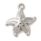 304 Stainless Steel Pendants, Starfish Charm, Stainless Steel Color, 26x23x3mm, Hole: 2mm