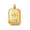 304 Stainless Steel Rhinestone Pendants, Ion Plating(IP), Rectangle Charms, Uneven, Clear, 18.5x11.5x2.5mm, Hole: 2.5mm