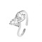 Adjustable Brass Pave Cubic Zirconia Cuff Rings, Bowknot, Platinum, Bowknot, Inner Diameter: 16mm