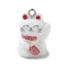 Flocking Resin Pendants, Maneki-neko, with Platinum Plated Iron Loops, White, 22.5x16.5x13.5mm, Hole: 2mm