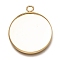 304 Stainless Steel Pendant Cabochon Settings, Plain Edge Bezel Cups, Flat Round, Real 18K Gold Plated, Tray: 25mm, 31.5x27x2mm, Hole: 3mm