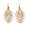 Brass Pendants, Cadmium Free & Lead Free, Oval with Lady of Miraculous Medal Charms, Real 18K Gold Plated, 20x12x2.5mm, Hole: 3.5x6mm