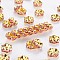 Brass Grade A Rhinestone Spacer Beads, Wavy Edge, Rondelle, Nickel Free, Golden, Light Rose, 8x3.8mm, Hole: 1.5mm