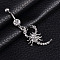 316L Surgical Stainless Steel Crystal Rhinestone Scorpion Dangle Belly Rings, Stainless Steel Color, 10mm, Pin: 1.6mm