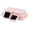 8Pcs 4 Styles Paper Jewelry Storage Gift Case, Grid Textured Box with Sponge Inside, Misty Rose, 5.2~9x5.2~9x1.6~1.7cm, 2pcs/style