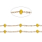 Ion Plating(IP) 304 Stainless Steel Satellite Chains, with Enamel Beads and Spool, Soldered, Long-Lasting Plated, Flat Round, Golden, Yellow, 1.5x1.2x0.3mm, about 32.8 Feet(10m)/roll