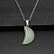 Moon Natural Green Aventurine Pendant Necklaces, with Platinum Alloy Cable Chains, 19.69 inch(50cm)