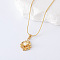 3Pcs Vintage Stainless Steel Pave Imitation Pearl Lotus Flower Pendant Necklaces for Women, White, Golden, 15.75 inch(40cm)