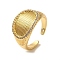 Brass Micro Pave Cubic Zirconia Open Cuff Rings for Women, Long-Lasting Plated, Cadmium Free & Lead Free, Real 18K Gold Plated, Oval, 14mm
