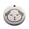 Non-Tarnish Stainless Steel Pendants, Manual Polishing, Flat Round with Dog, Stainless Steel Color, 20x1.4mm, Hole: 1.6mm