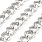 Aluminium Curb Chains, Texture, Unwelded, with Spool, Platinum, 18x13.5x2.5mm, about 32.81 Feet(10m)/Roll