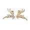 Rack Plating Alloy Crystal Rhinestone Pendants, Deer Charms, Golden, 20x22x2mm, Hole: 2mm