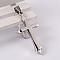 Tarnish Resistant Cross 304 Stainless Steel Surface Pendants, Stainless Steel Color, 44x25.5x5mm, Hole: 5x9mm