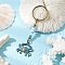 Alloy Conch Pendant Keychains, with Glass Seed Beads & Brass Jump Rings & Natural Howlite Beads & Iron Plated Nickle Split Rings & Iron Eye Pin, Antique Bronze, Crab, 85mm